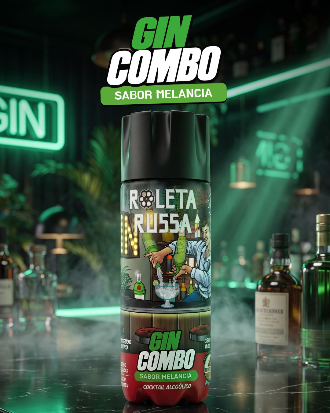 Garrafa Gin Combo Sabor Melancia em cena